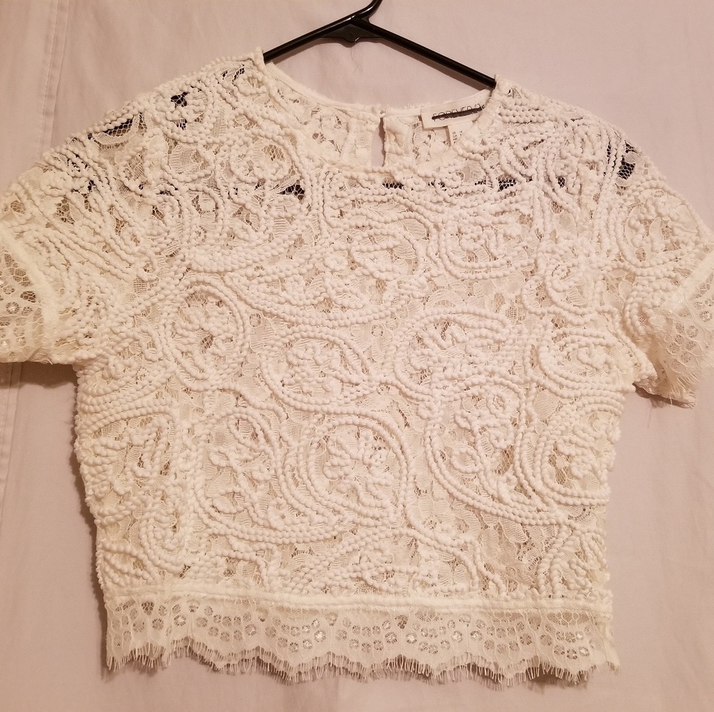 White Lace Crop Top